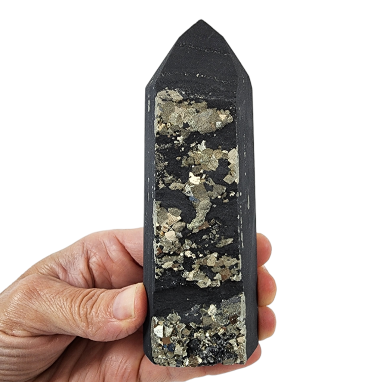 Shungite Pyrite Tower for Sale | Dinomite Rocks and Gems