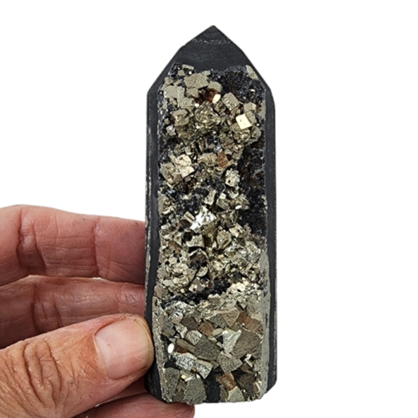 Shungite Pyrite Tower for Sale | Dinomite Rocks and Gems
