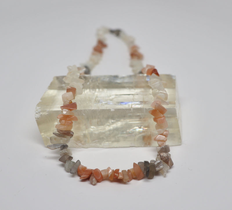 Moonstone Multi-Color Necklace Crystal Beaded Chip | Dinomite Rocks and Gems