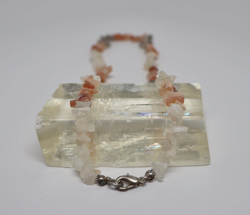 Moonstone Multi-Color Necklace Crystal Beaded Chip | Dinomite Rocks and Gems