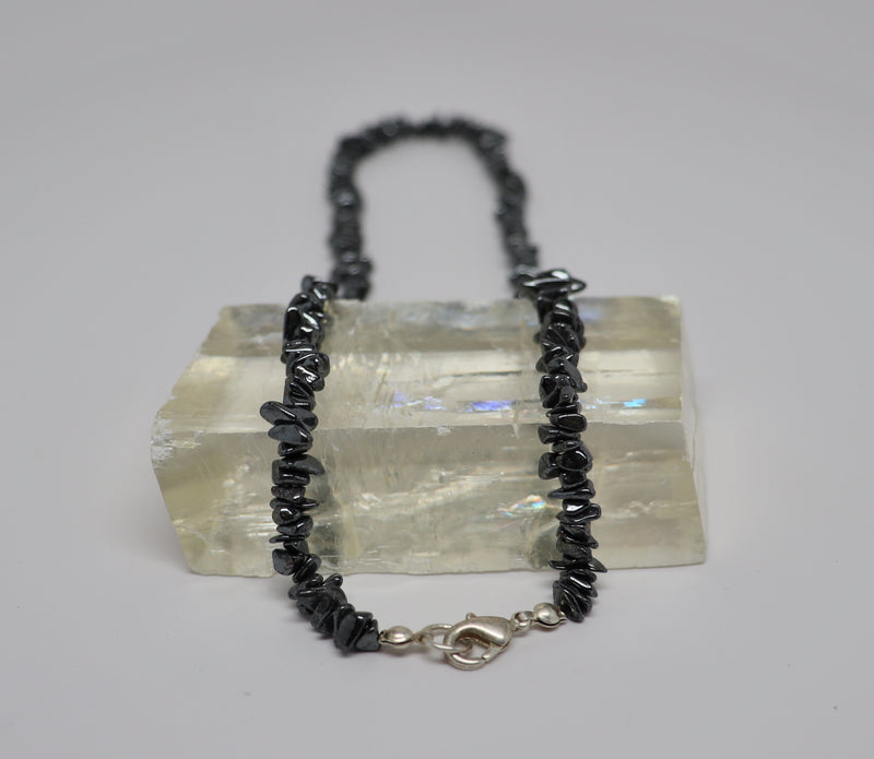Hematite Necklace Crystal Beaded Chip | Dinomite Rocks and Gems
