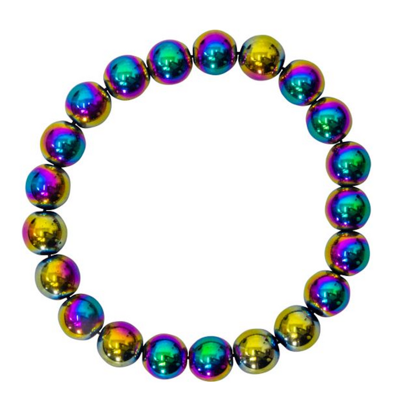 Rainbow Hematite Beaded Bracelet | Dinomite Rocks and Gems