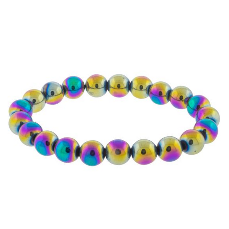 Rainbow Hematite Beaded Bracelet | Dinomite Rocks and Gems