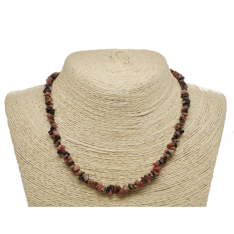 Rhodonite Natural Beaded Chip Necklace