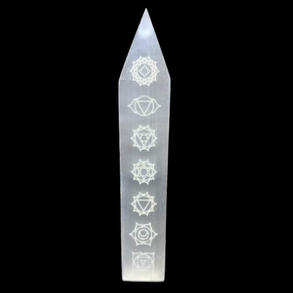 Selenite Flat Wand Point - Chakra