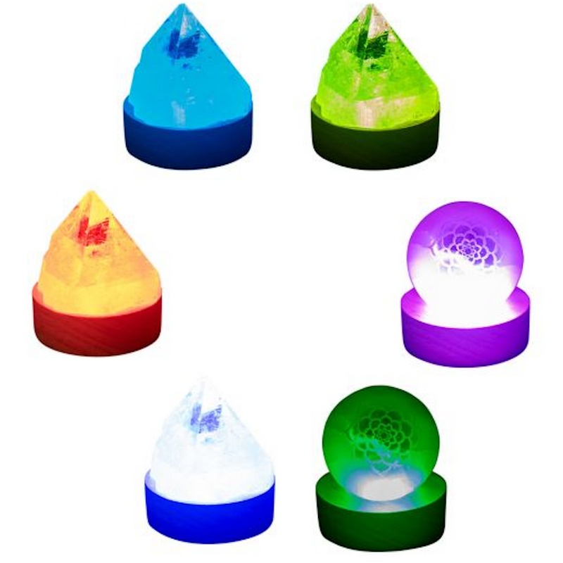 Wood LED Light Display Base w/ USB Cord - Small 7 Colors