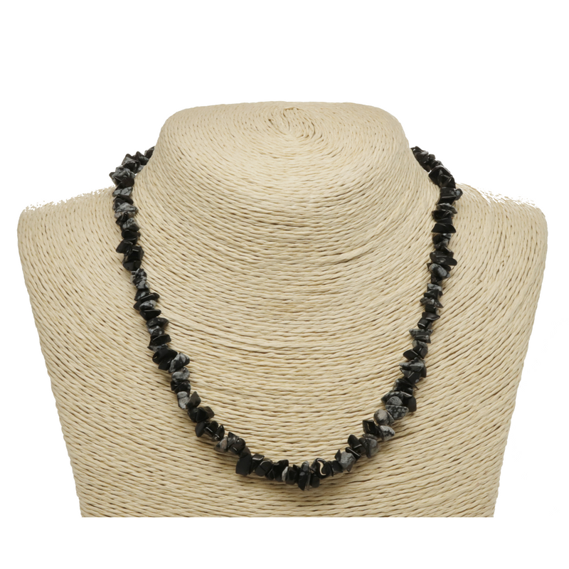 Snowflake Obsidian Natural Beaded Chip Necklace