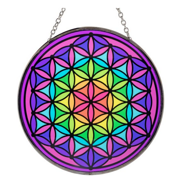 Glass Suncatcher 6in - Flower of Life