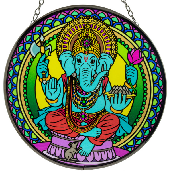 Glass Suncatcher 6in - Ganesha